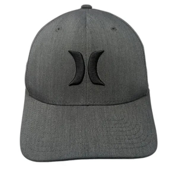 Hurley Baseball Cap Gray M Fitted Logo Embroidered Flexfit Stretch Curved Hat