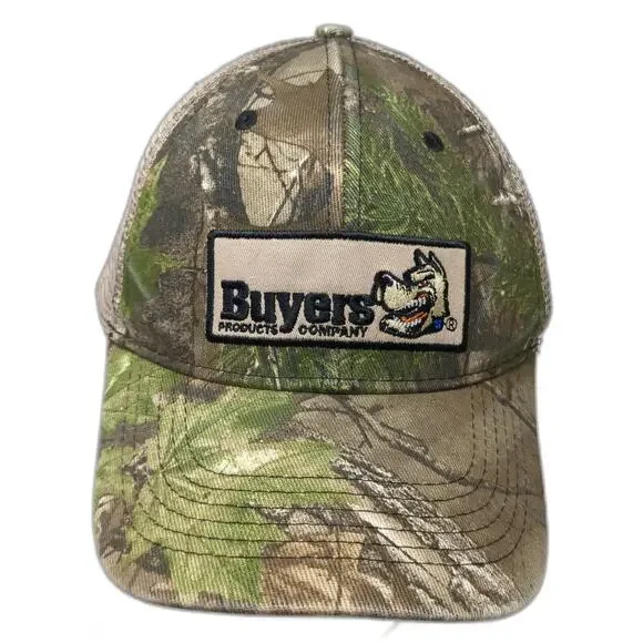 Buyers Products Company Trucker Hat Green OSFM Camo Mesh Snapback Dog Logo Patch