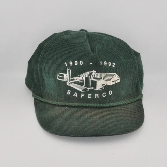Graphics North Saferco Corduroy Hat OSFM Green Fair Vintage 90s Industrial Rope‎