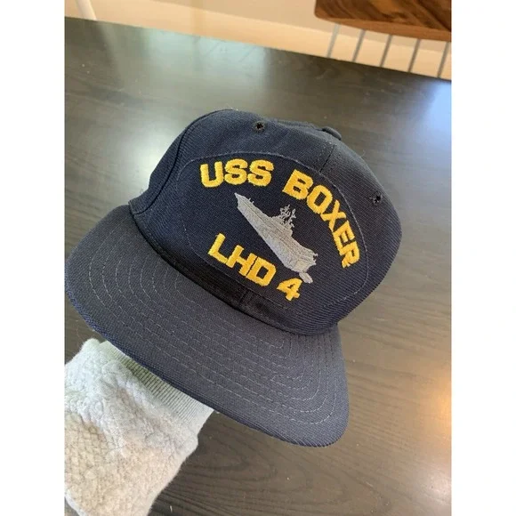 Vintage USS Boxer Hat Made‎ In USA LHD-4 New Era Snapnack Navy Ship Military