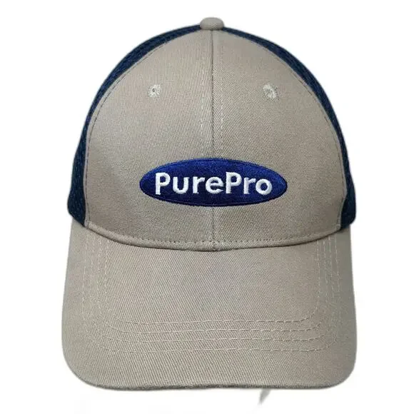 F.W. Webb PurePro Baseball Cap Beige Blue OSFM Mesh Strapback Embroidered Hat