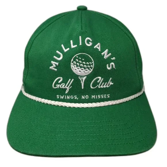 Mighty Fine 5 Panel Green One Size Mulligan's Golf Club Rope Snapback Hat Cotton