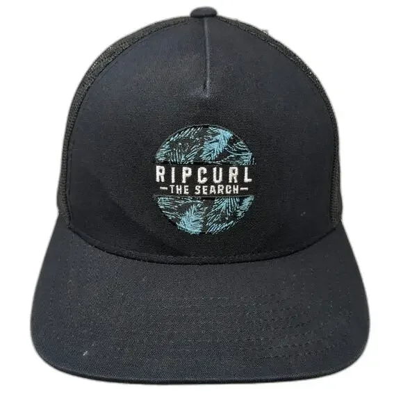 Rip Curl Trucker Hat Black One Size The Search Palm Leaf Patch Mesh Snapback