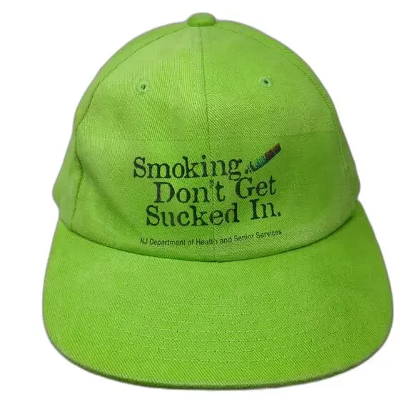 Yupoong Snapback Green One Size Hat NJ Dept Health Smoking Don't Get Sucked In