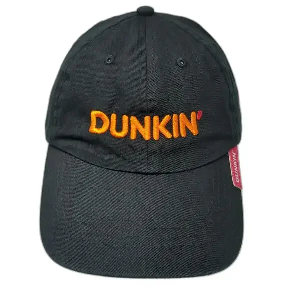 Dunkin' Baseball Cap Black One Size Cotton Embroidered Logo Strapback Hat