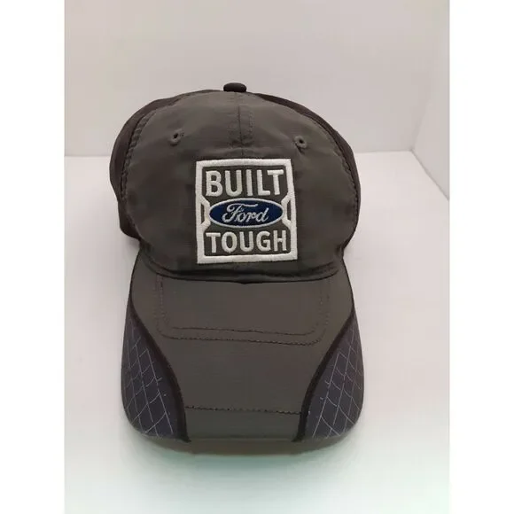Ford Built Ford Tough Strap Back Hat Cap Gray & Black | OSFA | 100% Polyester‎