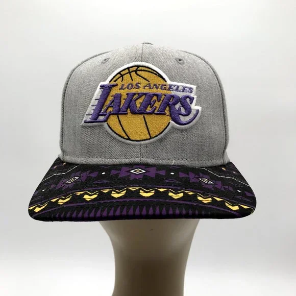 Los Angeles Lakers Hardwood Classics Gray Black‎ Snapback Hat Cap Embroidered