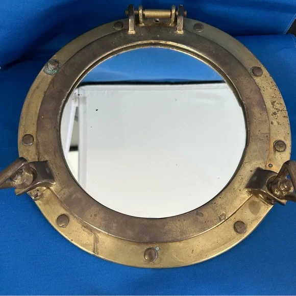Brass Porthole Mirror VINTAGE- Authentic Nautical Charm-