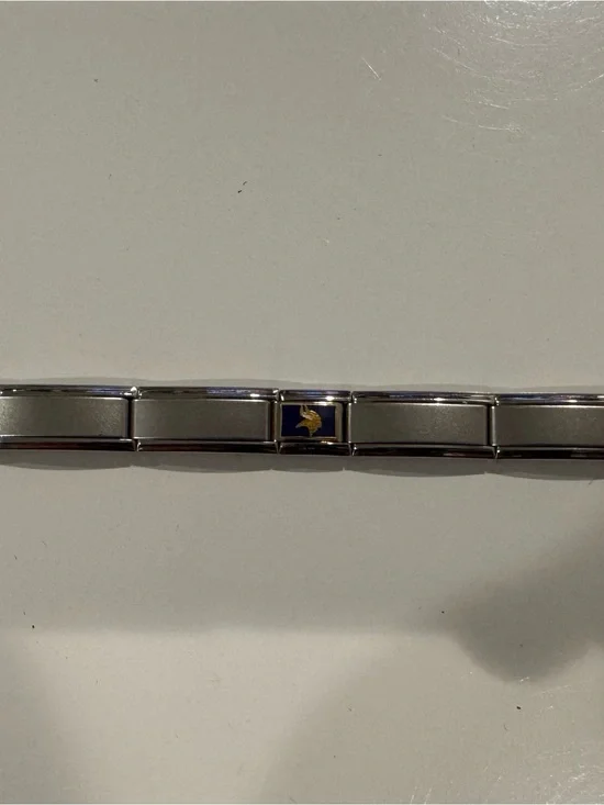 Minnesota Vikings Italian Charm Bracelet Stainless Steel Link adjustable 9mm Y2K