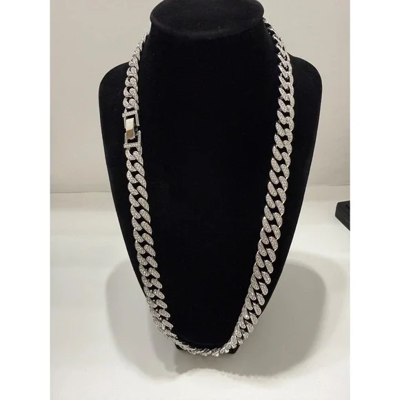 cuban chain iced out vvscz over stainless 24inch 12.5mm
