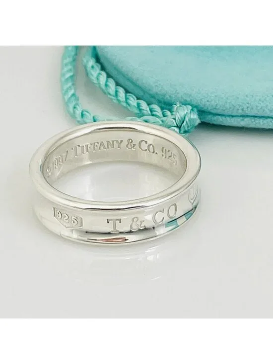 Size 12 Tiffany & Co 1837 Ring Concave Mens Unisex in Sterling Silver