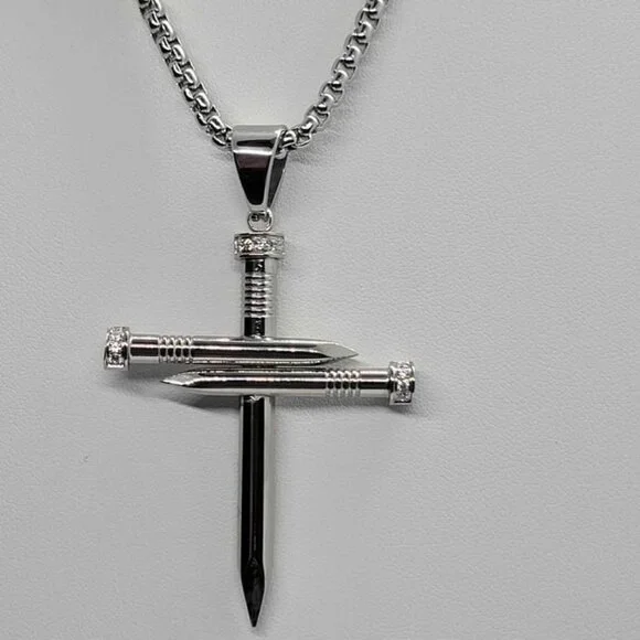 Brand New Stainless Steel Nail Cross with chain