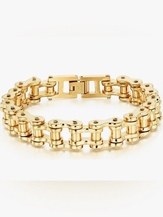 Gold-Tone Biker Chain Link Bracelet