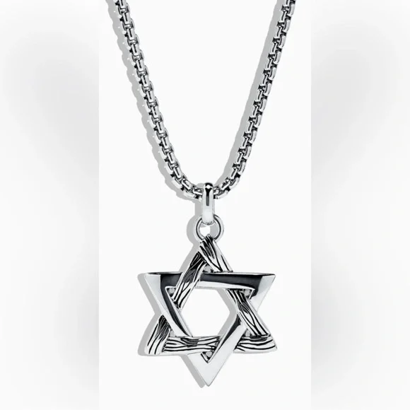 Men’s Effy Star of David Sterling silver pennant only.