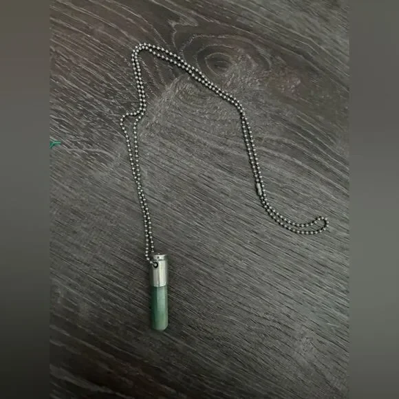 LoveBullets Urban Outfitter Green Jade Bullet Casing Pendant Necklace