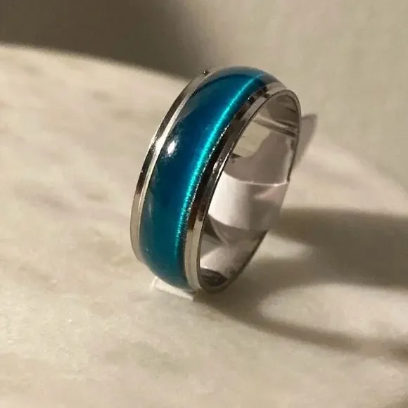 Stainless steel men’s unisex wedding band ring cat eye effect 9