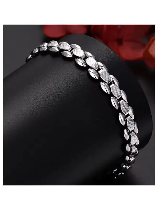 Texture link chain Bracelet - Silver - 8mm / 8-10
