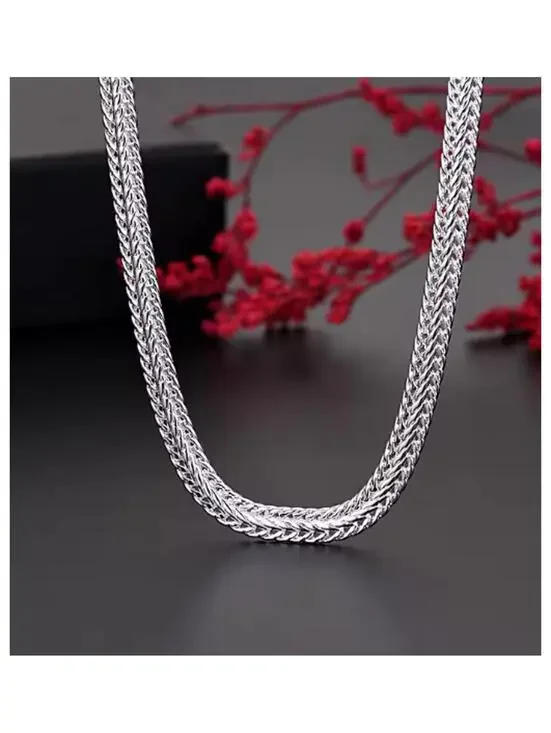 Woven snake chain Necklace - Silver - 5mm / 20