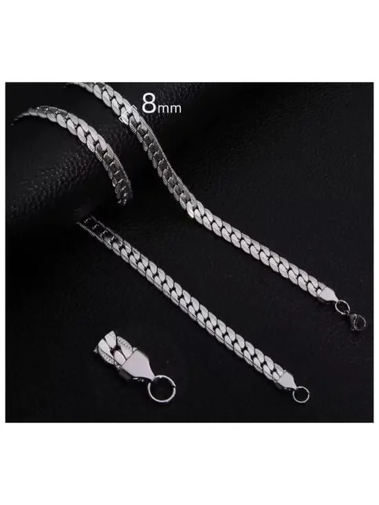 Flat Snake chain - Necklace -  silver - 8mm / 22