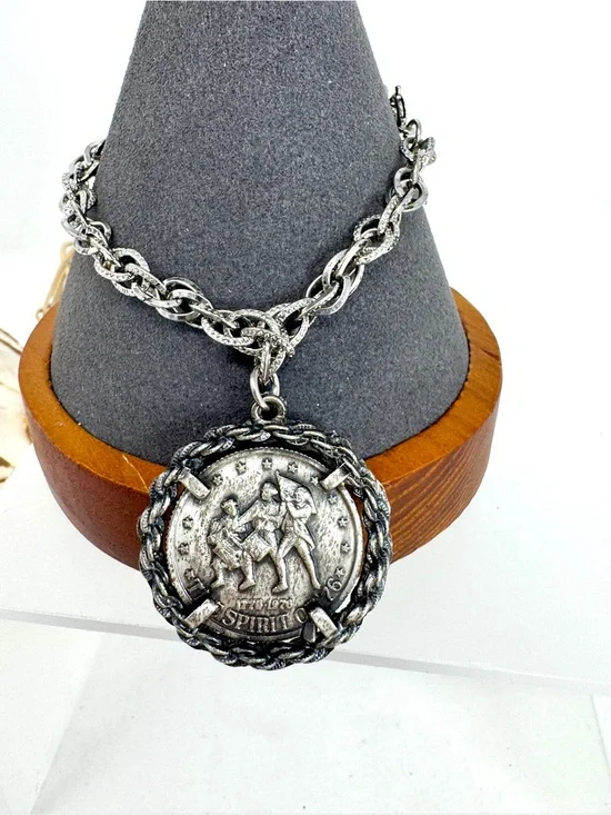 Vintage-Inspired Silver Bicentennial Coin Charm Bracelet
