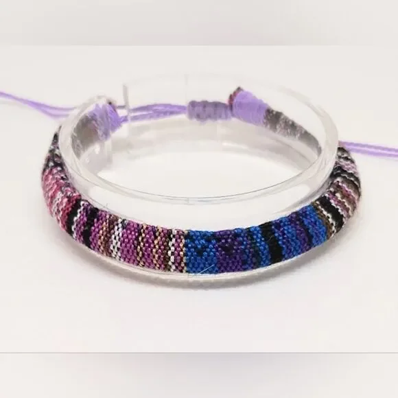 Men's bracelet striped‎ hemp punk new e25