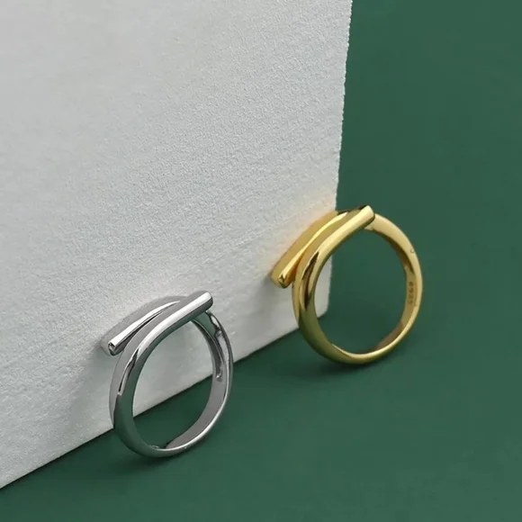 NEW Unisex‎ 18k Yellow Gold Vermeil Sterling Silver Adjustable Ring