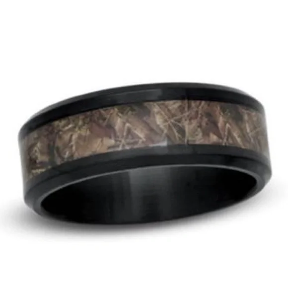 Men’s Stainless Steel Camoflauge Wedding Band