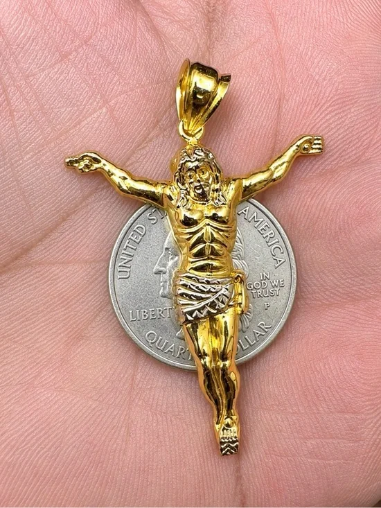 Gold-Tone Crucifix Pendant with Figure