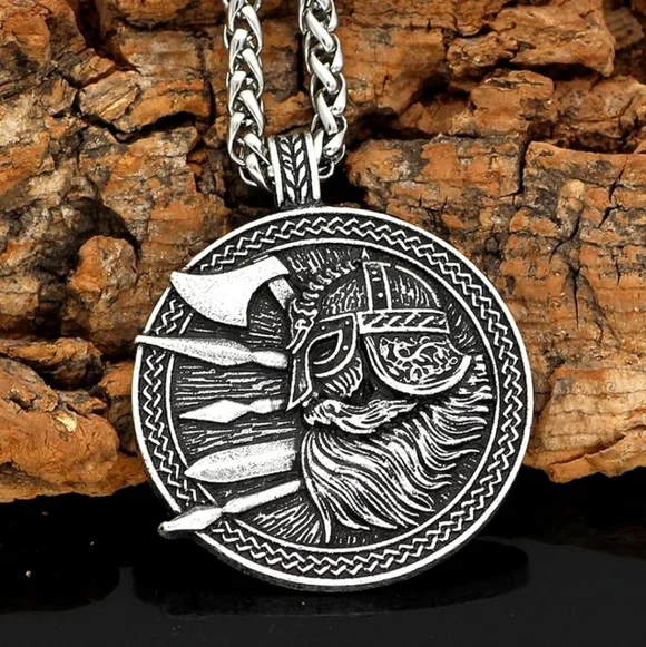 Viking Warrior Silver Pendant Necklace