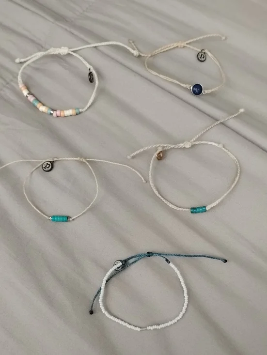 Pura Vida Mixed Pastel and Turquoise Bead Bracelets with White and Navy Accents