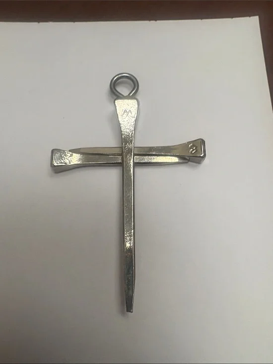 Silver Cross Pendant Necklace Charm - Men