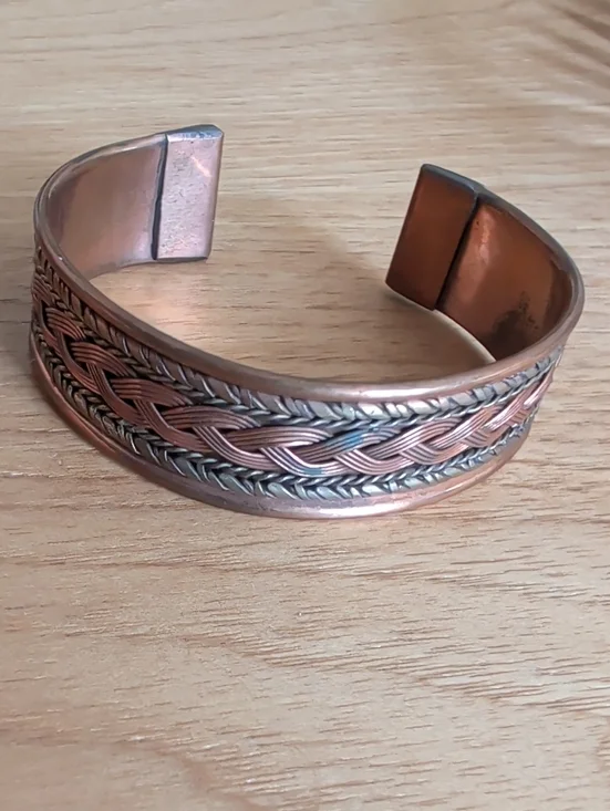 Handwoven Copper Braided Cuff Bracelet - Men's Accessory