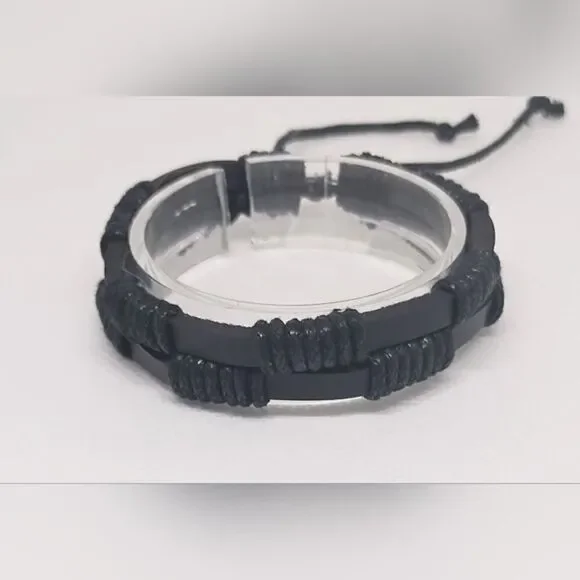 Men's bracelet leather layered black‎ new e11