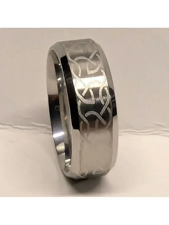 New Irish Celtic Knot Wedding Band Ring Mens Sz 11 Silver Tone Stainless Steel
