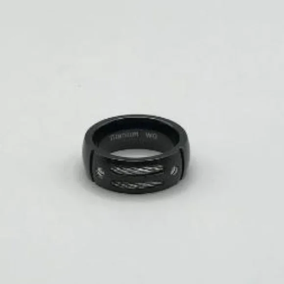 Men's Black Titanium Cable Ring