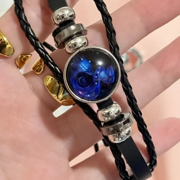 Elegant Blue Aquarius Zodiac Bracelet.