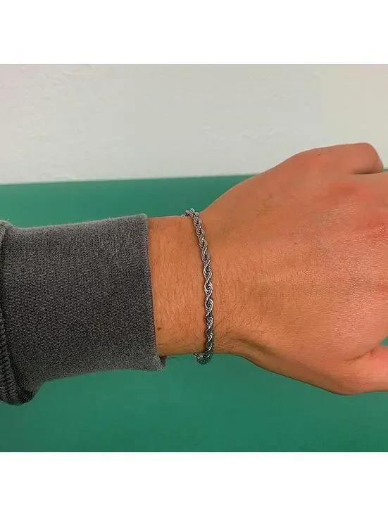 Y2k Cyber Stainless Steel Silver Rope Chain Bracelet. Cool design. Nice quality