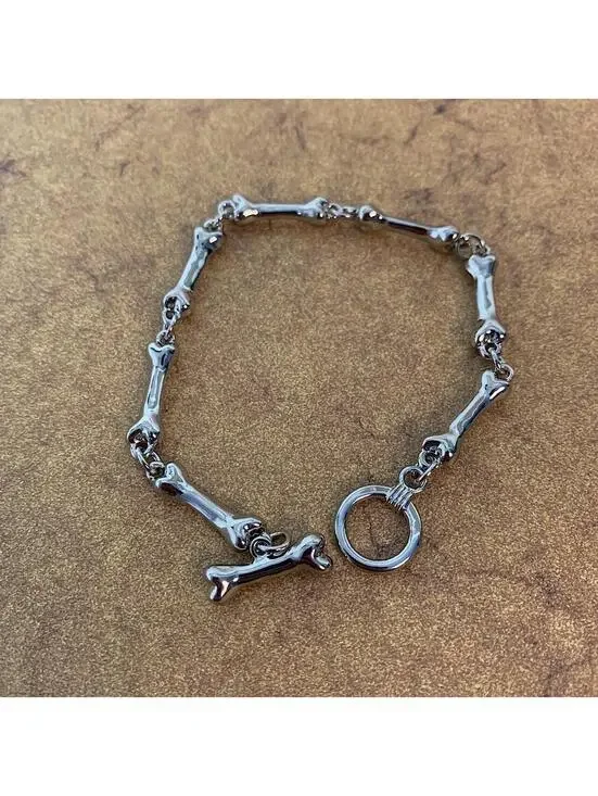 Bone Stainless steel Y2k 2000s style Cuban Link Bracelet. 8.5 inches length.