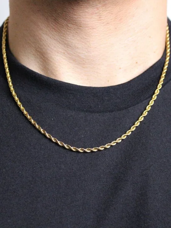 Gold 3mm Rope Chain Necklace 20