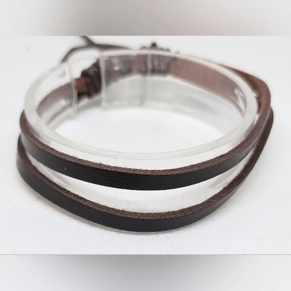 Men's‎ Bracelet Leather Layered Brown New f39