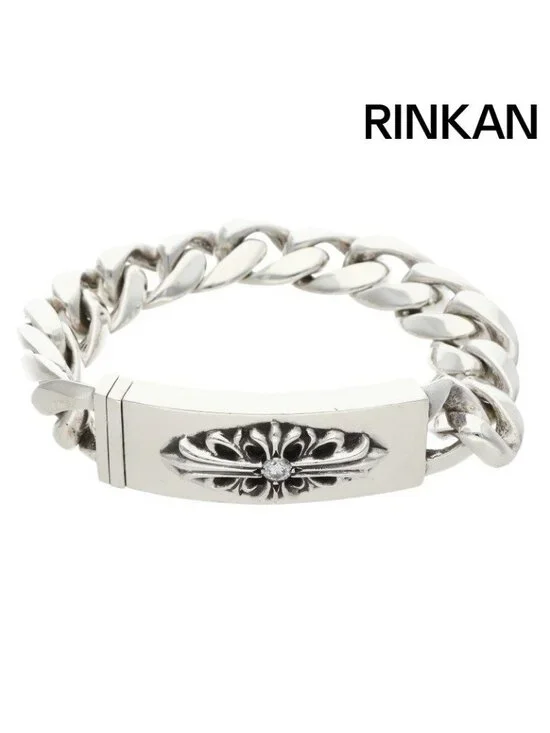 Chrome Hearts ID Flrl Crs Dia Floral ID Classic Link Silver Bracelet