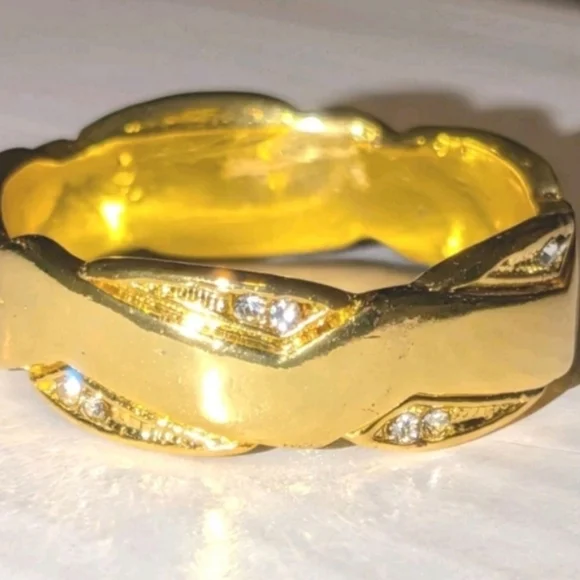 Elegant Mens Gold Plated Ring Sz 13