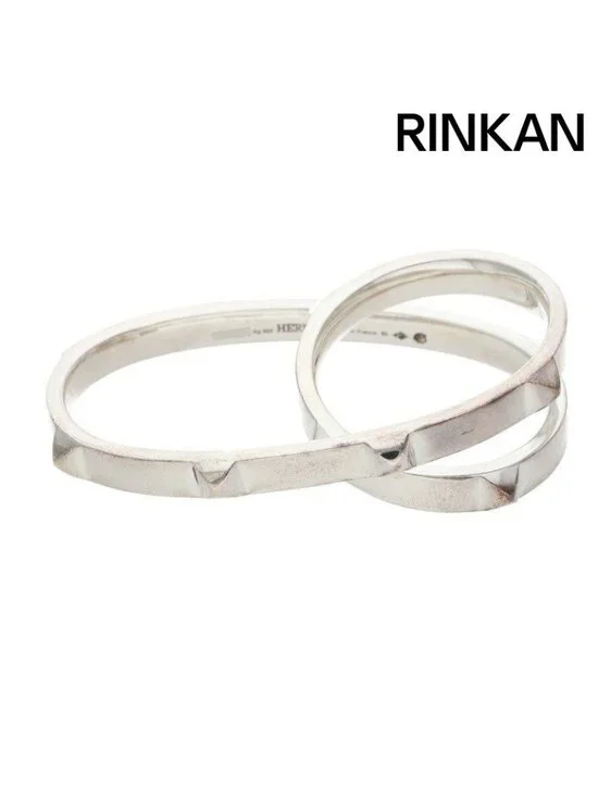 Hermes Clou de Double Finger Silver Ring