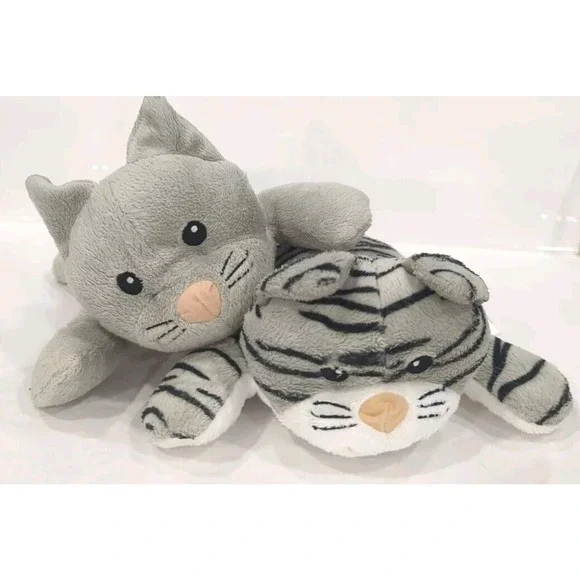Lot Of 2 Melissa and Doug Cat Plushs Gray & Gray Striped Kitten Stuffed Animals