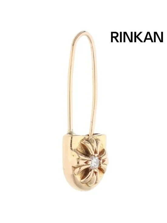 Chrome Hearts 22k ER Safety Pin Dia Gold Earrings