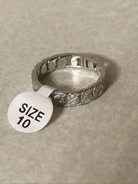Men’s Sterling Silver Mossainte Ring Size 10