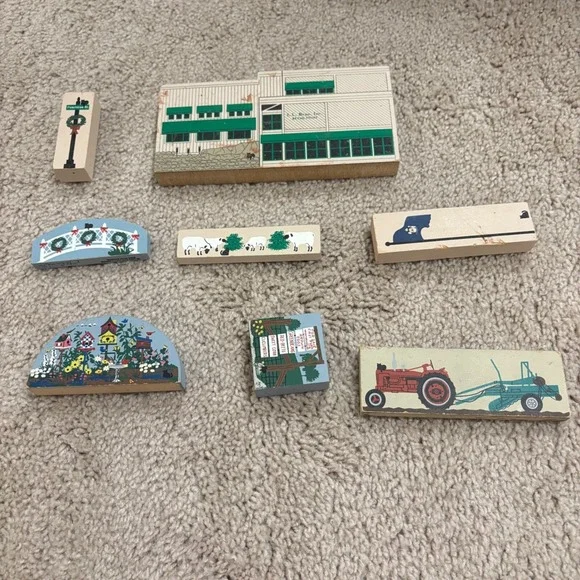 Vintage The Cat's Meow 1990s Blocks Decor Collection Lot‎ of 8 Signed and Marked