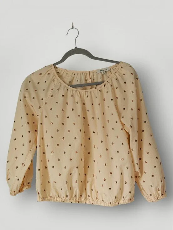 Madewell Gathered Puff Sleeve Crop Top Ditsy Floral XS Cottagecore