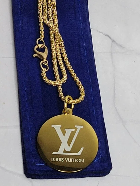 LV Double Sided Engraved Logo, Gold Plated 24