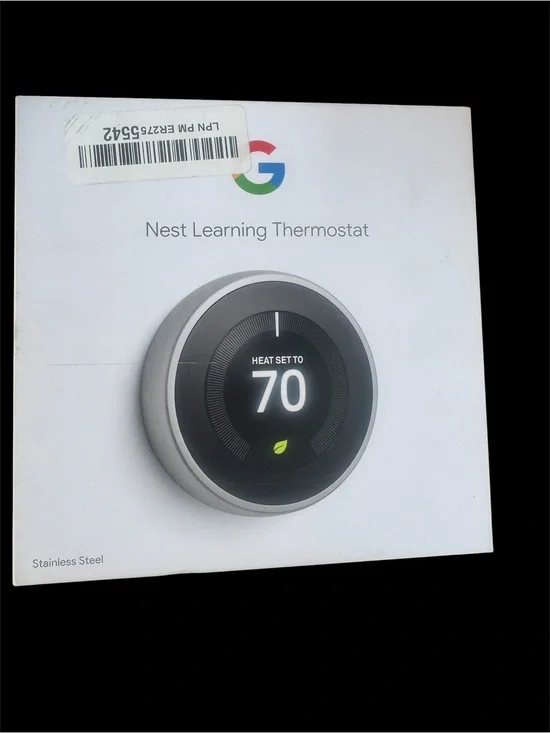 Google Nest Learning Thermostat - Stainless Steel, Black Display